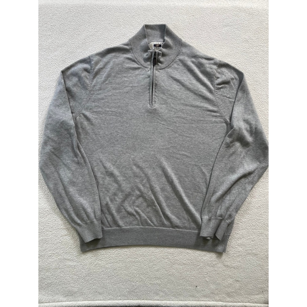Joseph Abboud Mens XXL Quarter Zip Sweater Gray Pima Cotton Modern Fit Pullover